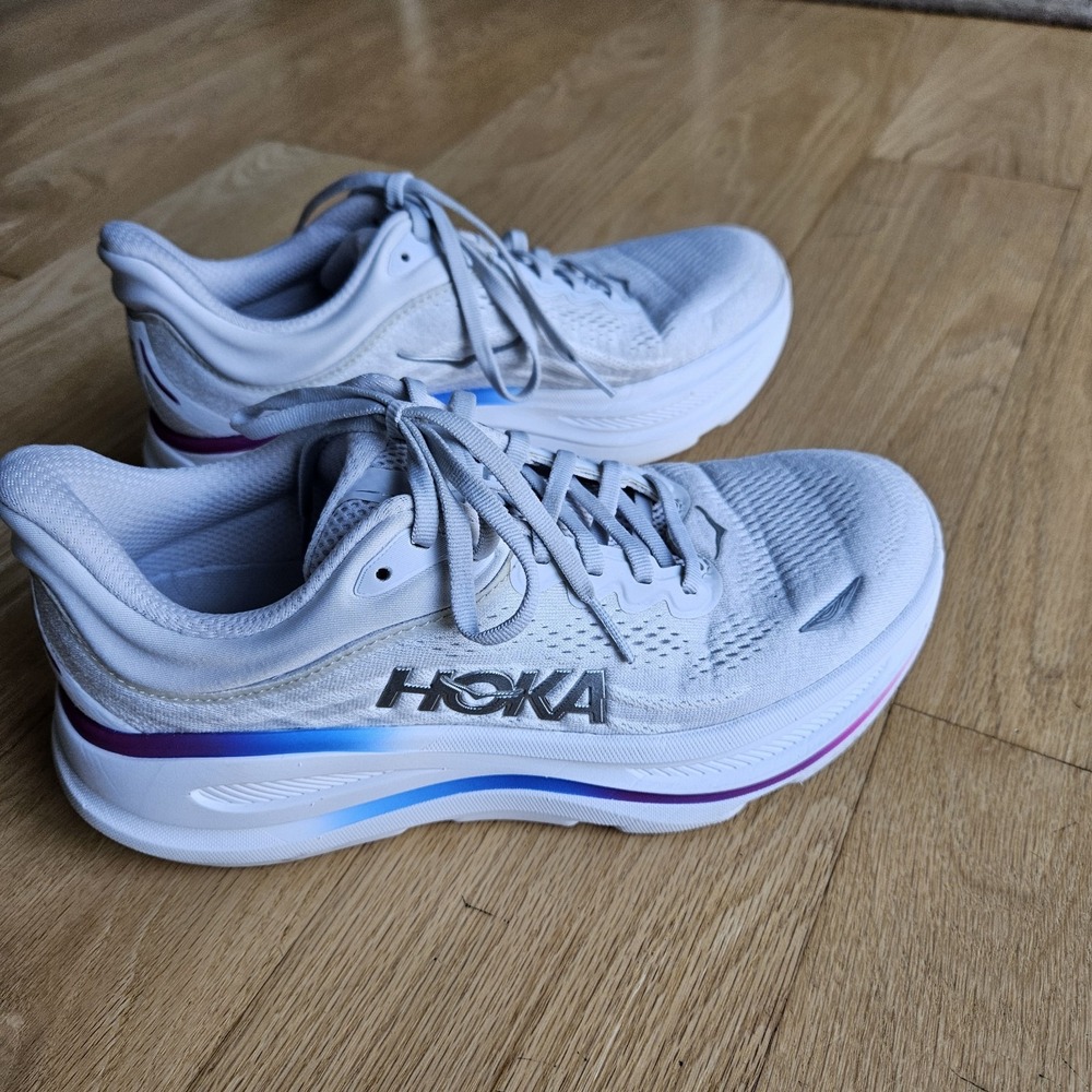 Hoka One One Bondi 9 Womens Size 8D Gray Blue Athletic Running Shoes Sneakers